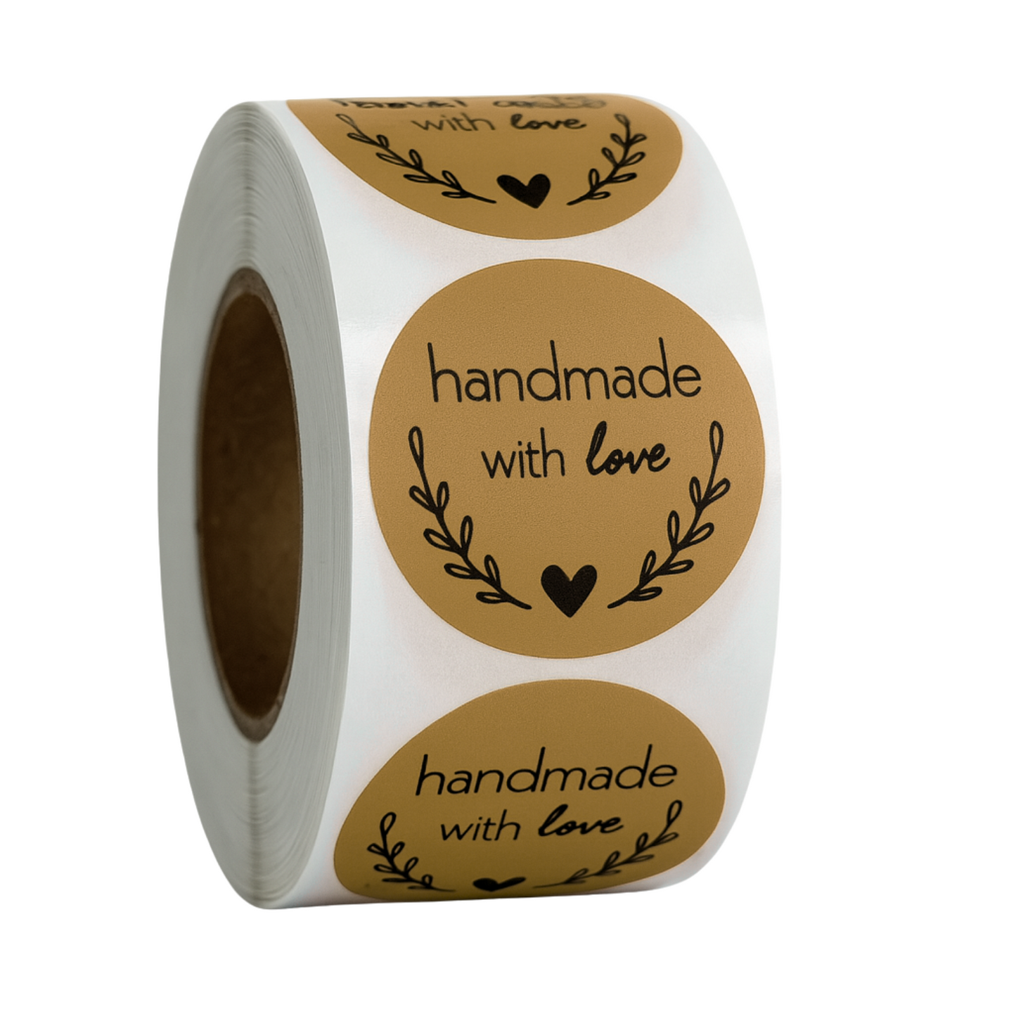 Handmade With Love Round Sticker Roll 1.5 Inch | 500 Labels