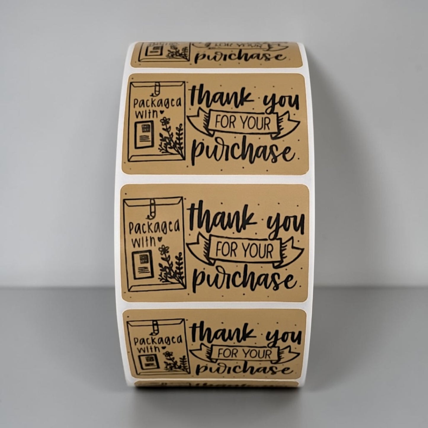 Thank You for Your Purchase Sticker Roll | Kraft Paper Design for Online Sellers