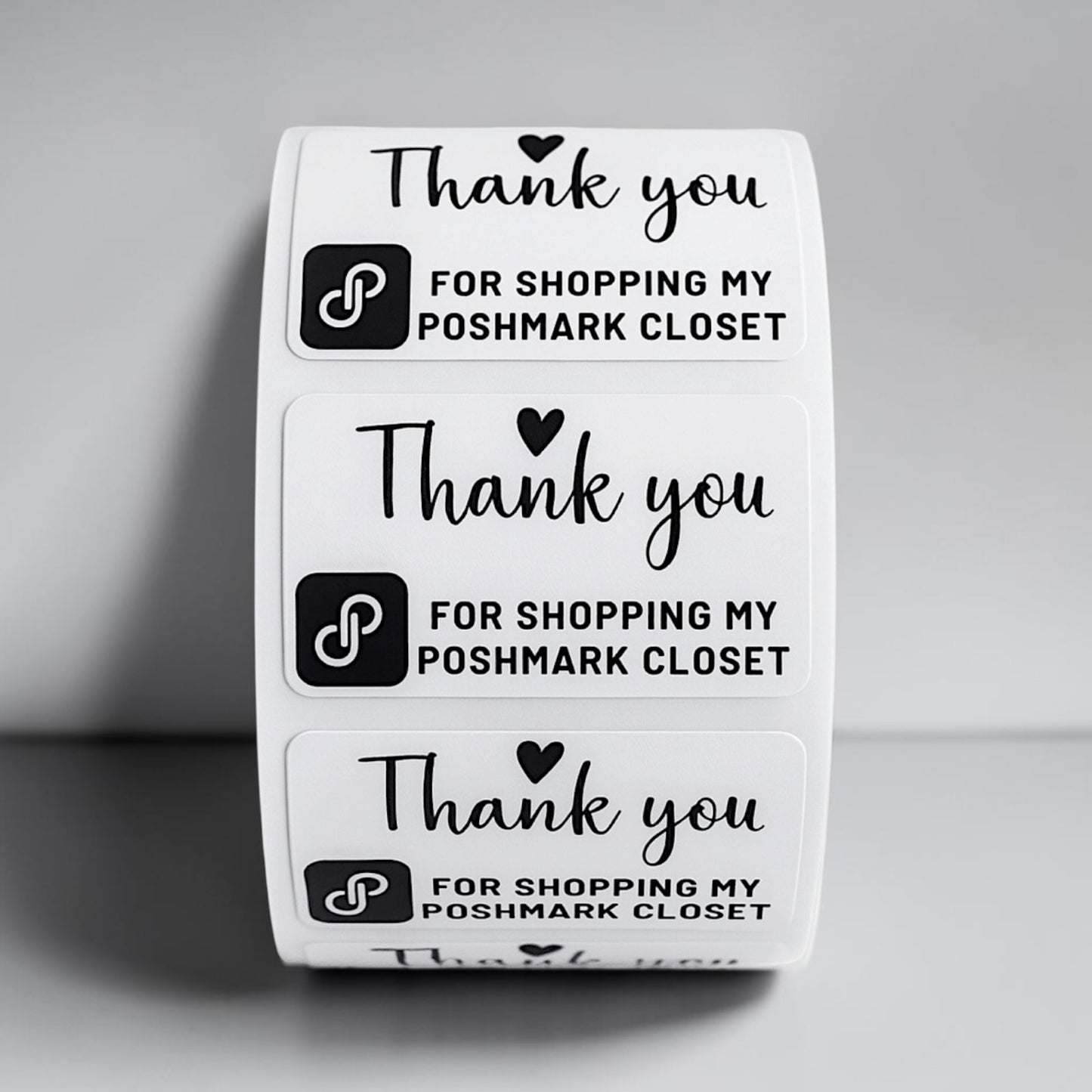 Thank You for Shopping My Poshmark Closet Sticker Roll | White Design for Poshmark Sellers