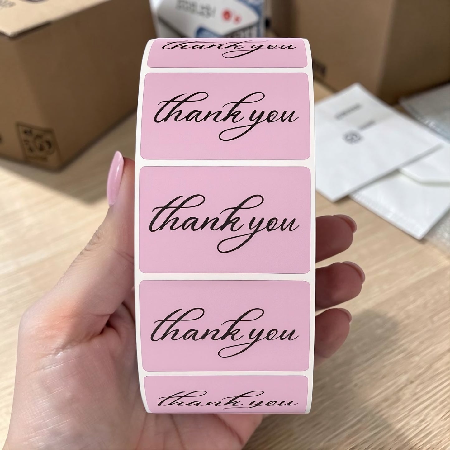 "Thank You" Sticker Roll – Elegant Script Design for Small Business Sellers