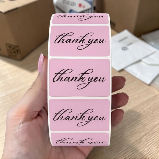 "Thank You" Sticker Roll – Elegant Script Design for Small Business Sellers