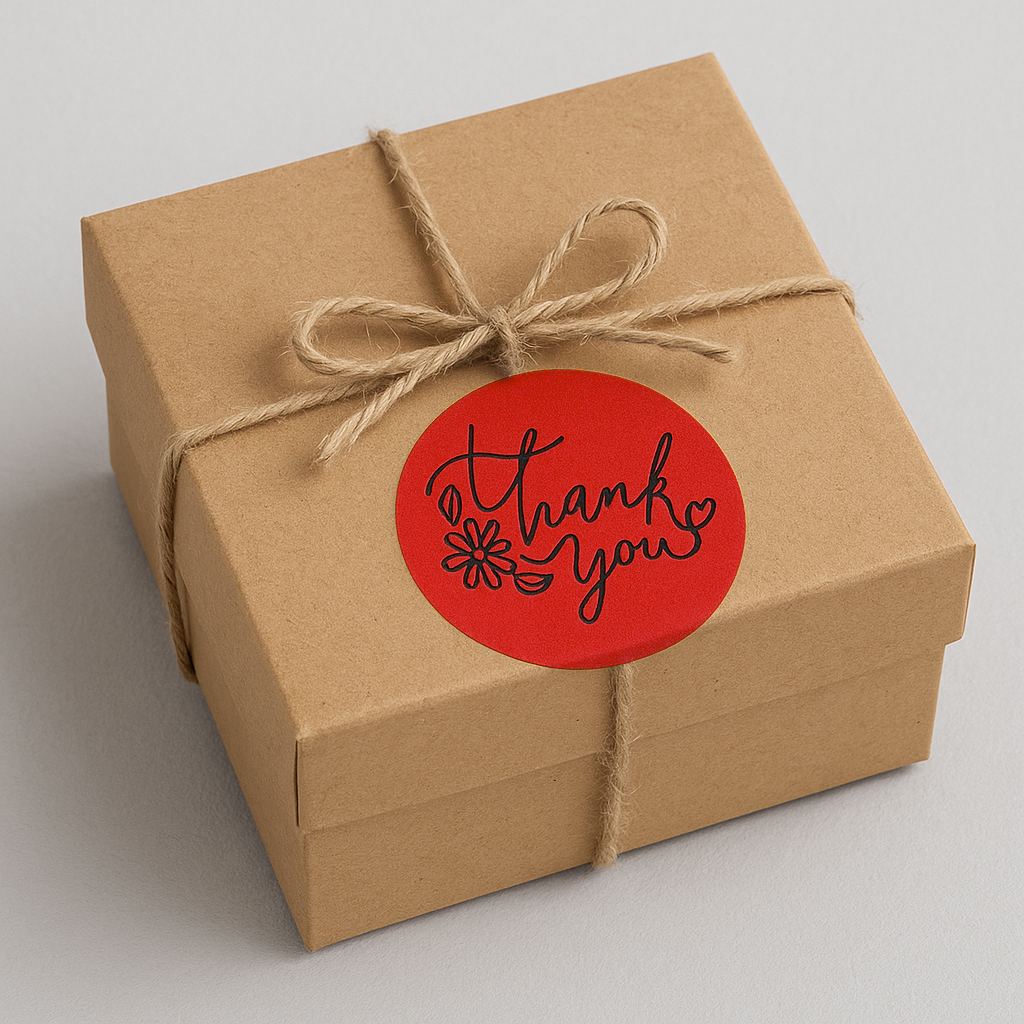 Thank You Floral Round Sticker Roll 1.1 Inch | 500 Yellow Labels