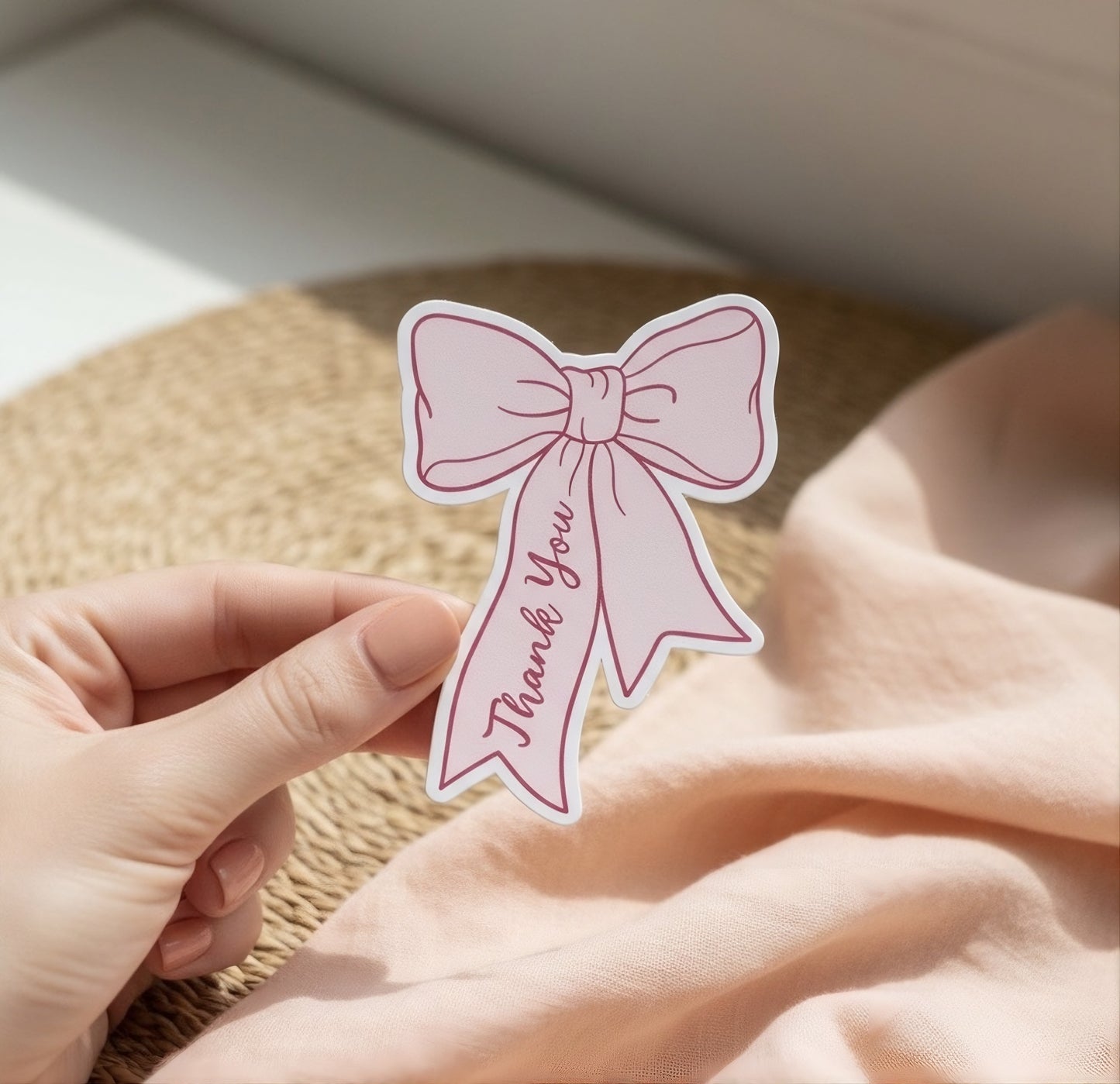 🎀 Pink Bow Thank You Cards | Die-Cut Packaging Inserts