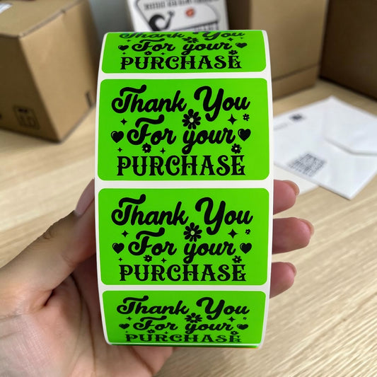 Thank You For Your Purchase Sticker Roll | Green Floral Design for Online Sellers
