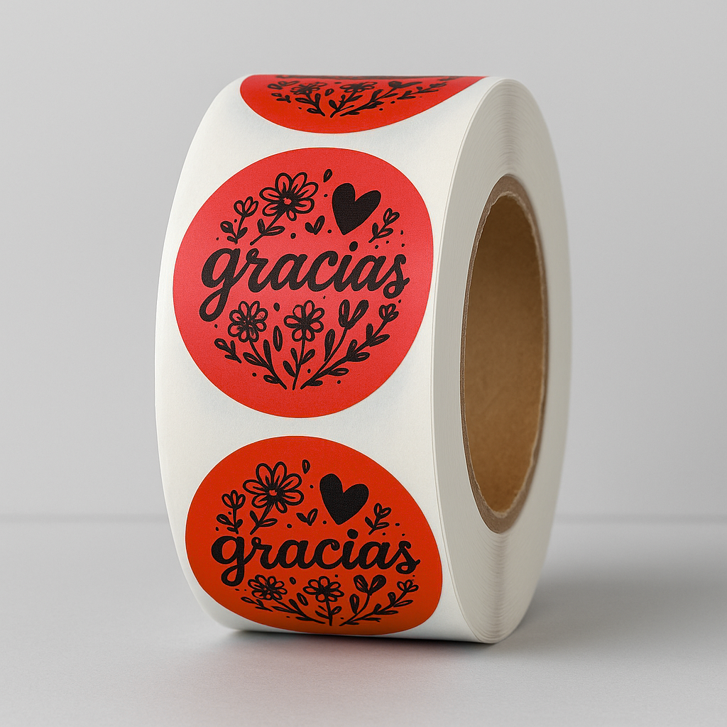 Kraft Gracias floral round sticker roll 1.10 inch