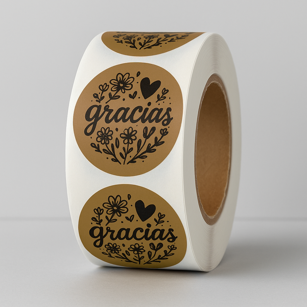 Yellow Gracias floral round sticker roll 1.10 inch