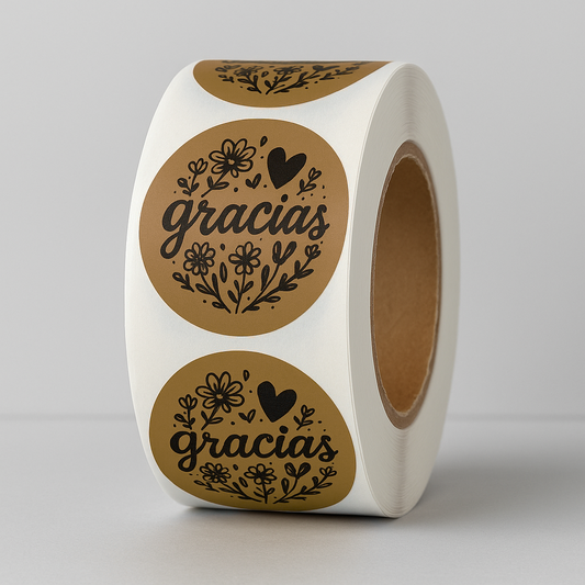 Yellow Gracias floral round sticker roll 1.10 inch