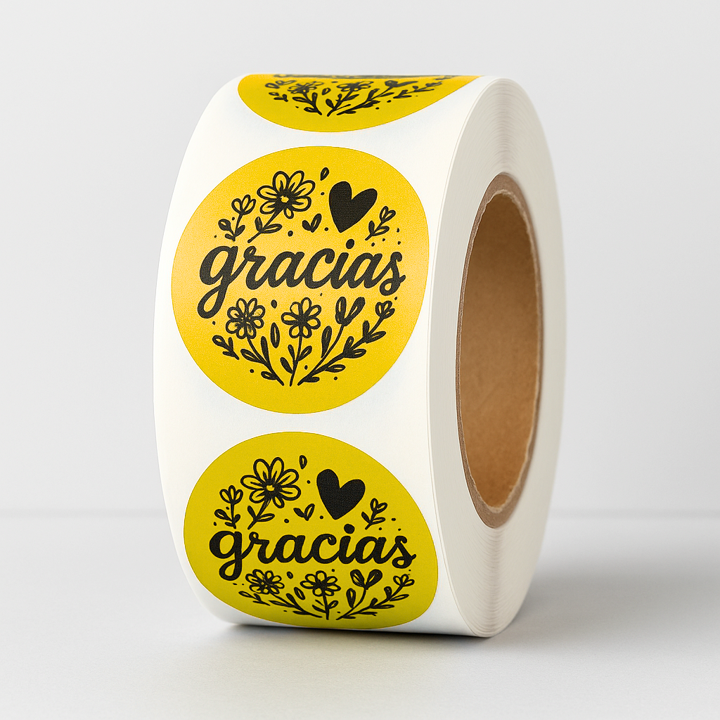 Gracias sticker on bubble mailer and poly mailer lifestyle shot