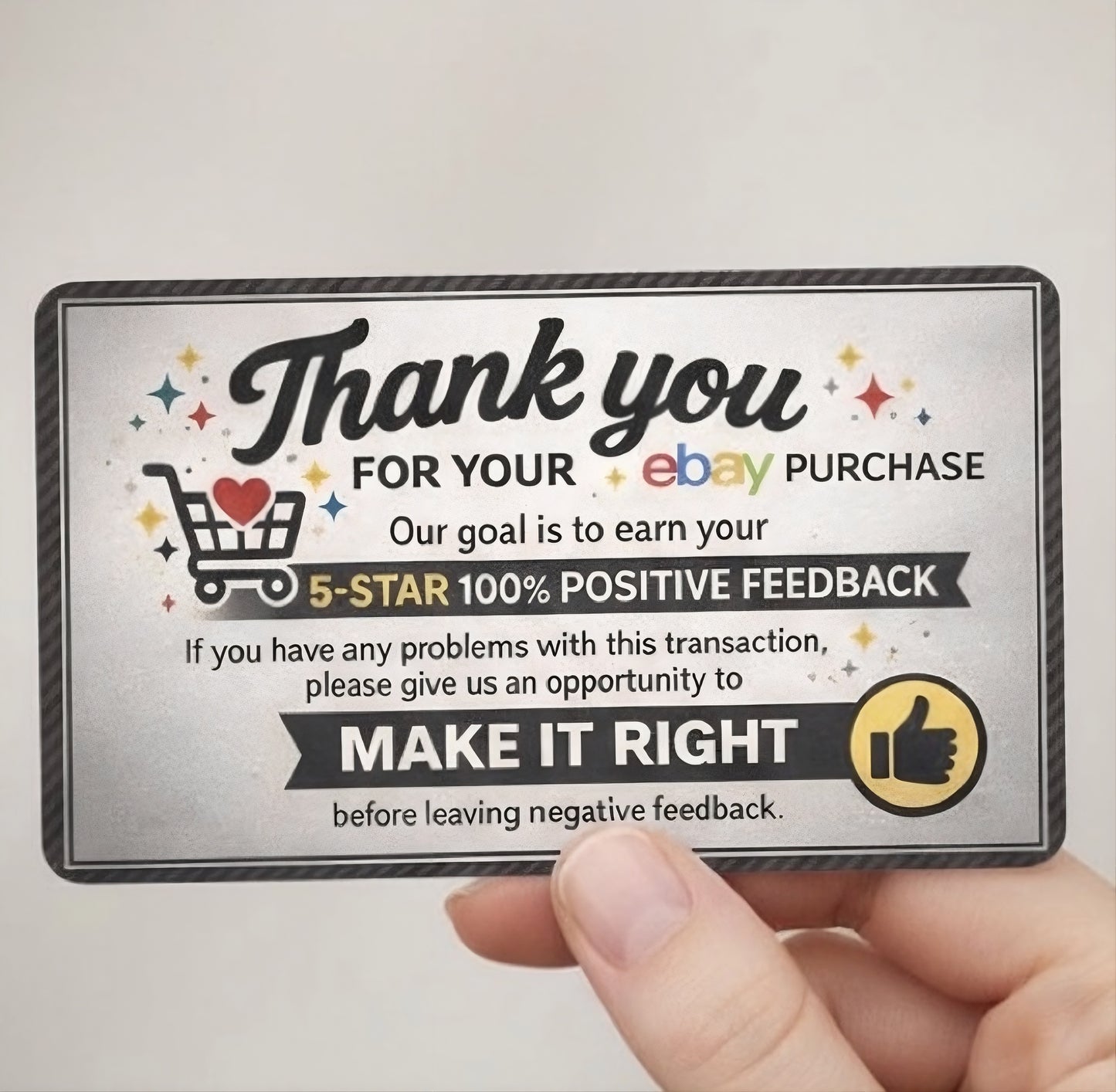 eBay Thank You for Your Purchase Cards | 5-Star Feedback Packaging Inserts