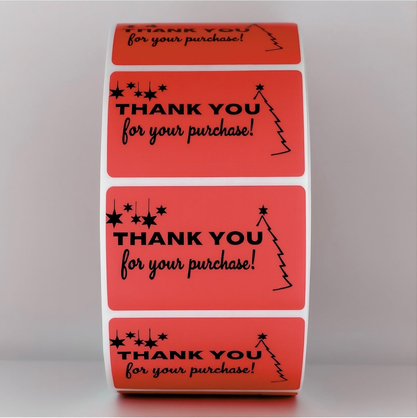 Thank You for Your Purchase Sticker Roll | Christmas Red Design for Online Sellers