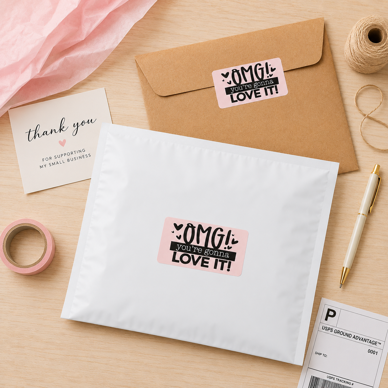 OMG You're Gonna Love It Sticker Roll | Pink Design for Online Sellers