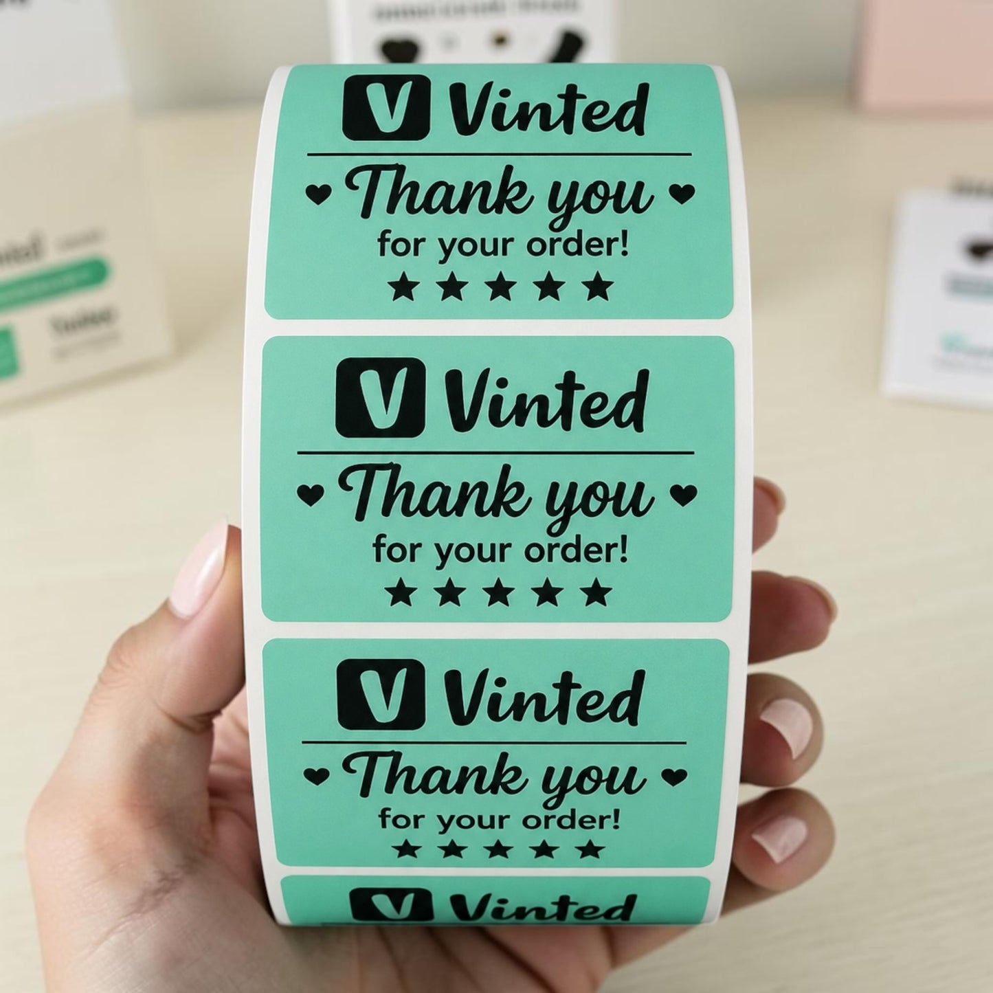 Vinted Thank You for Your Order Stickers | Mint Green Seller Labels