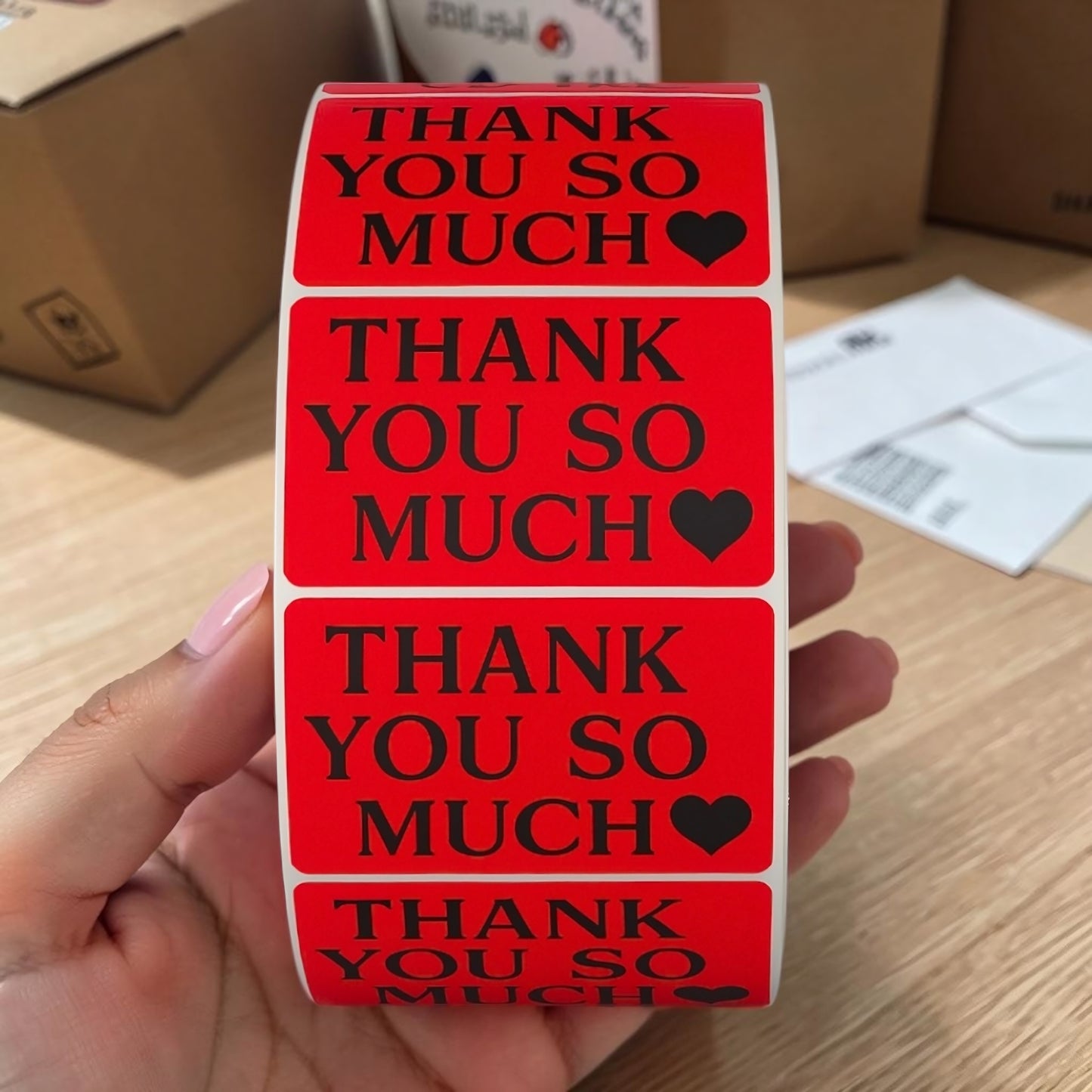 Thank You So Much Sticker Roll | Bold Red Design for Online Sellers