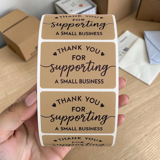 Thank You for Supporting a Small Business Sticker Roll | Kraft Design for Online Sellers