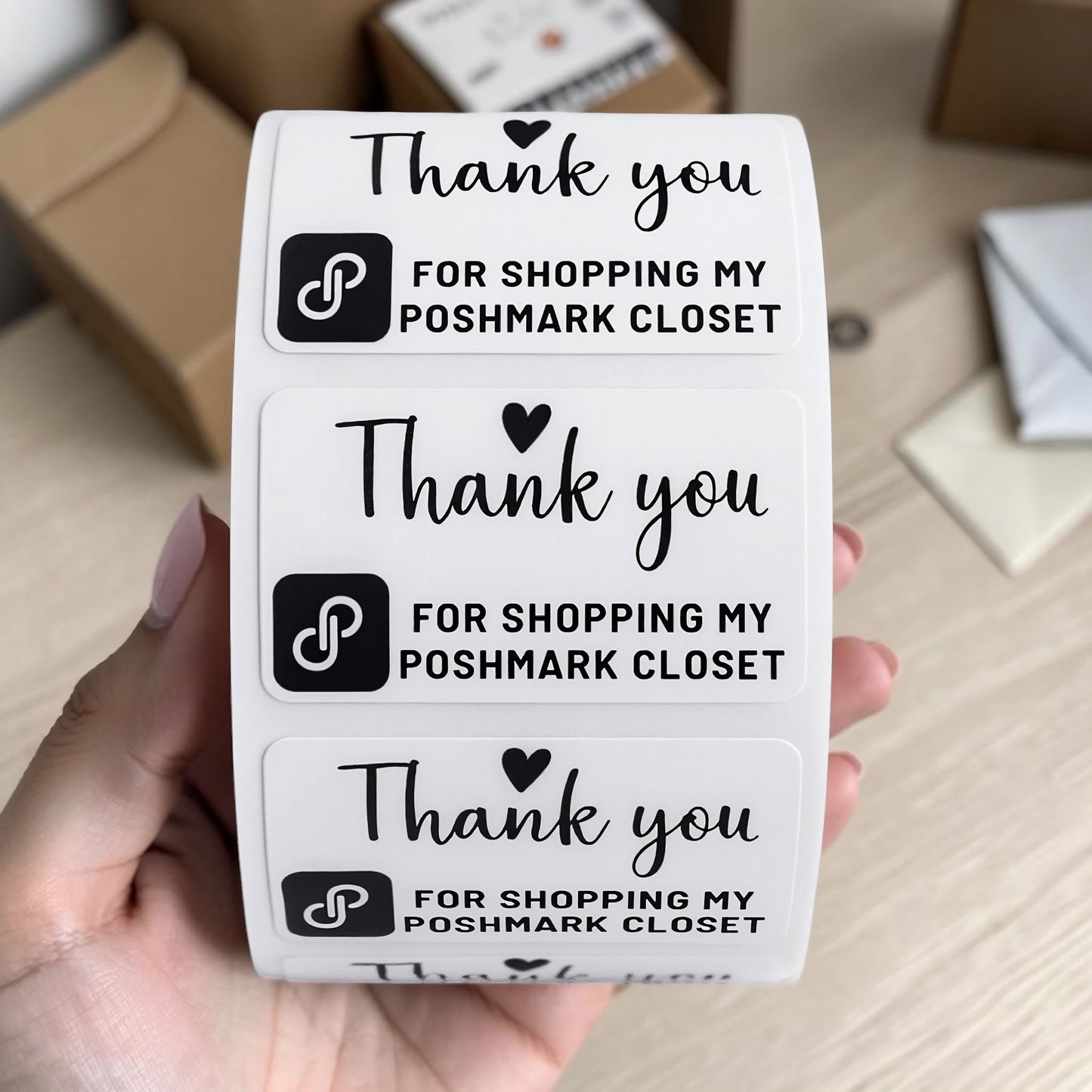 Thank You for Shopping My Poshmark Closet Sticker Roll | White Design for Poshmark Sellers