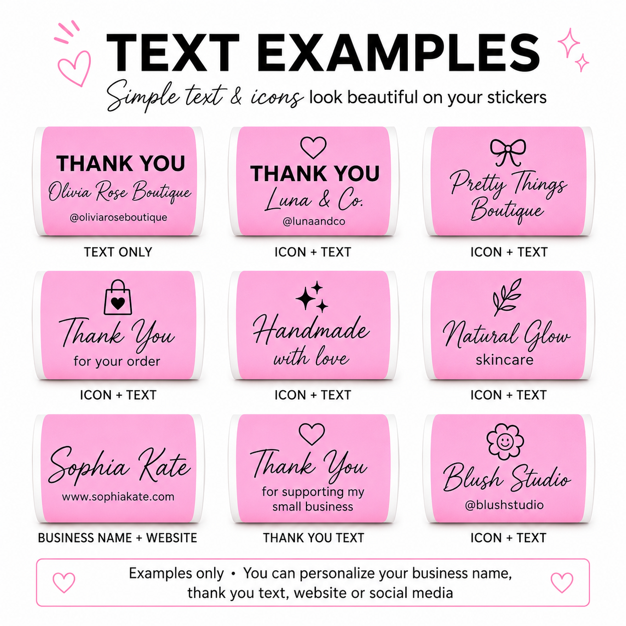Custom Thank You Stickers – Personalized Business Labels Rectangle 2"×1.1"