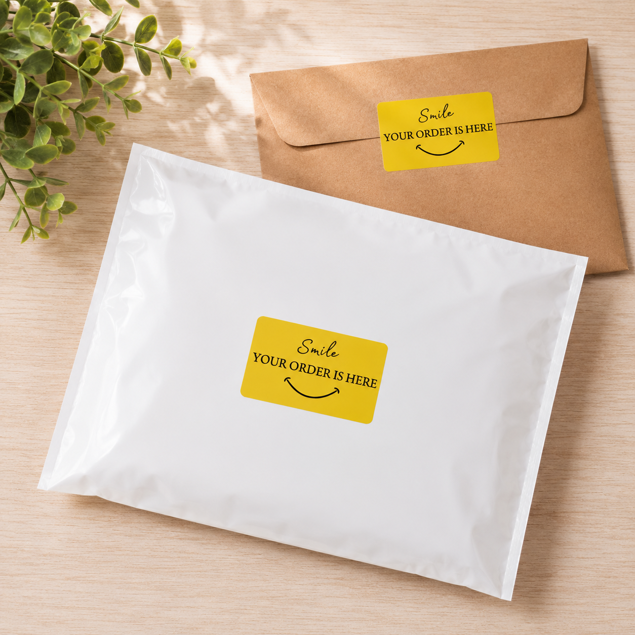 Smile Your Order Is Here Sticker Roll | Yellow Design for Online Sellers