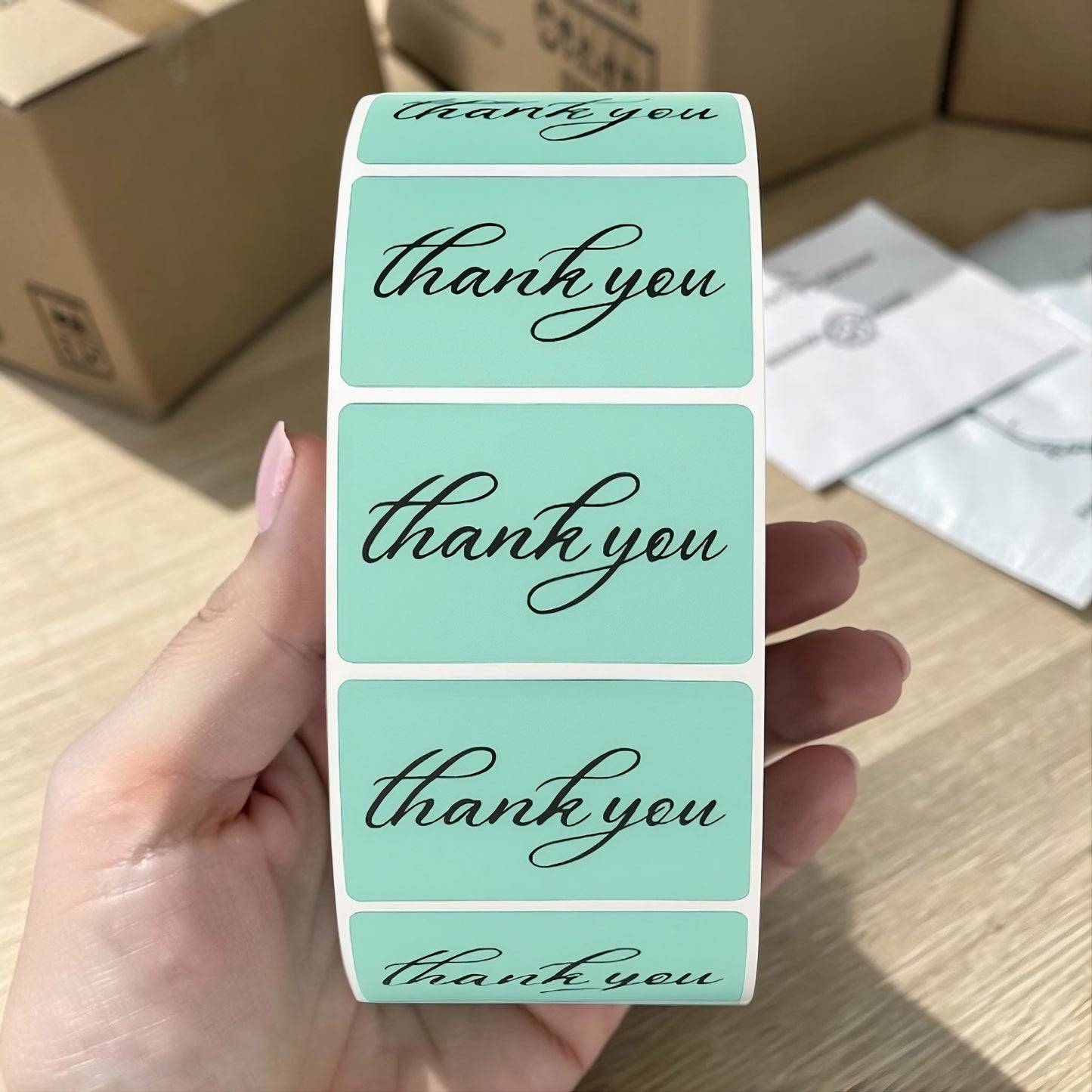 "Thank You" Sticker Roll – Elegant Script Design for Small Business Sellers