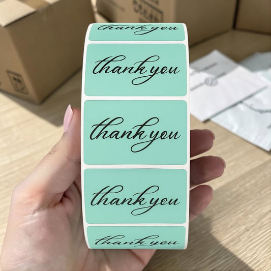"Thank You" Sticker Roll – Elegant Script Design for Small Business Sellers