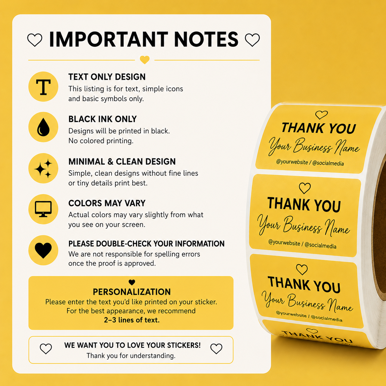 Custom Thank You Stickers – Personalized Business Labels Rectangle 2"×1.1"