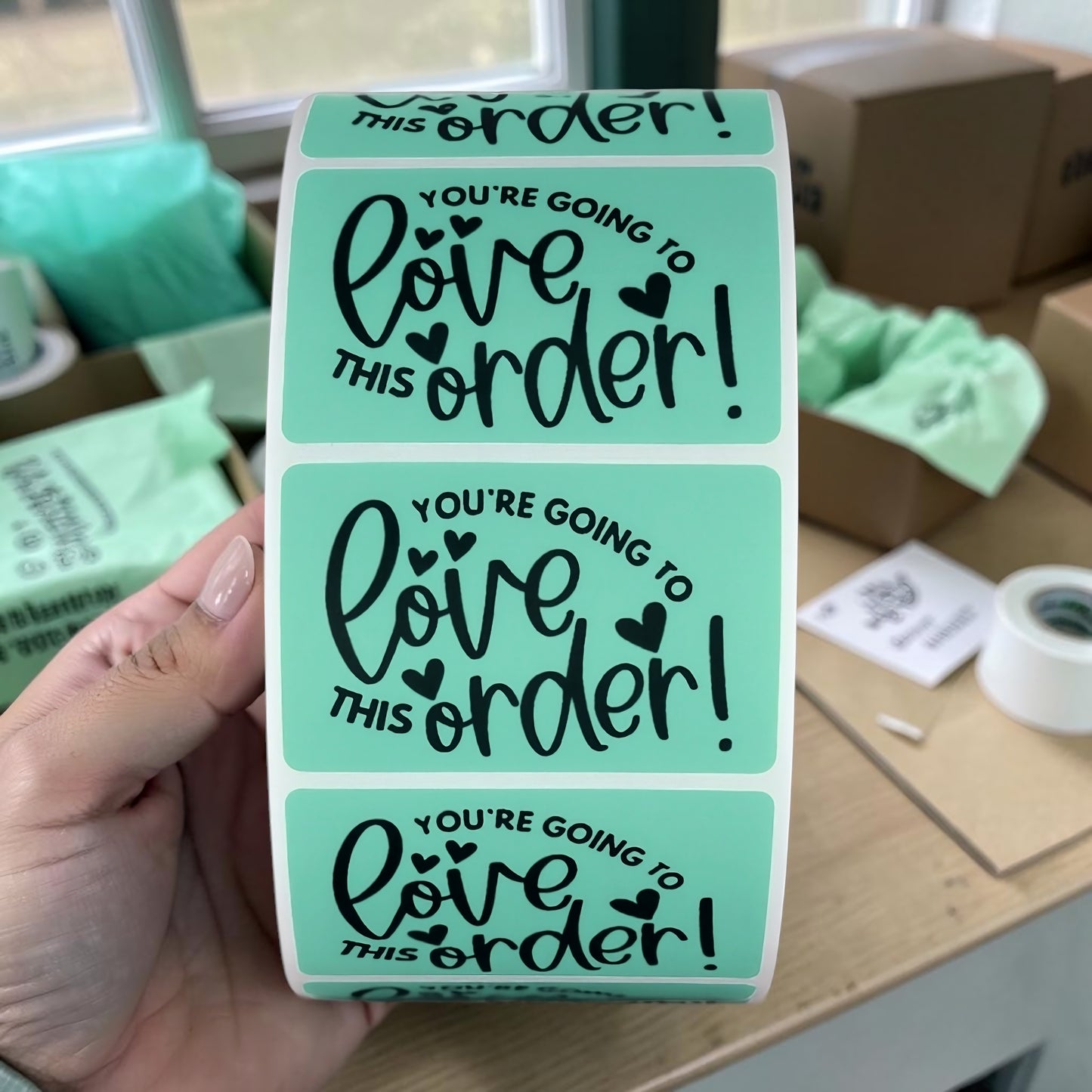You're Going to Love This Order! Sticker Roll | Mint Green Design for Online Sellers