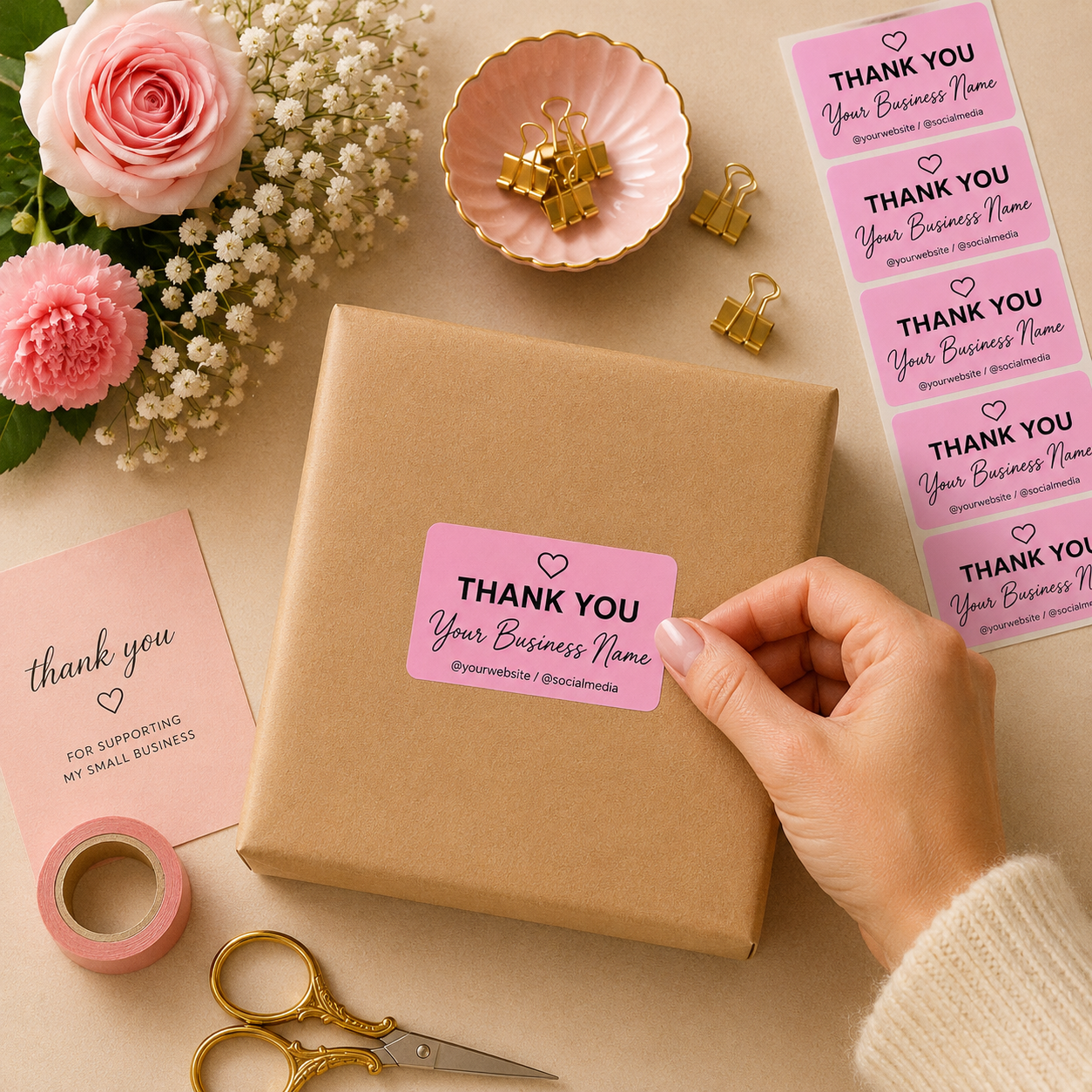 Custom Thank You Stickers – Personalized Business Labels Rectangle 2"×1.1"