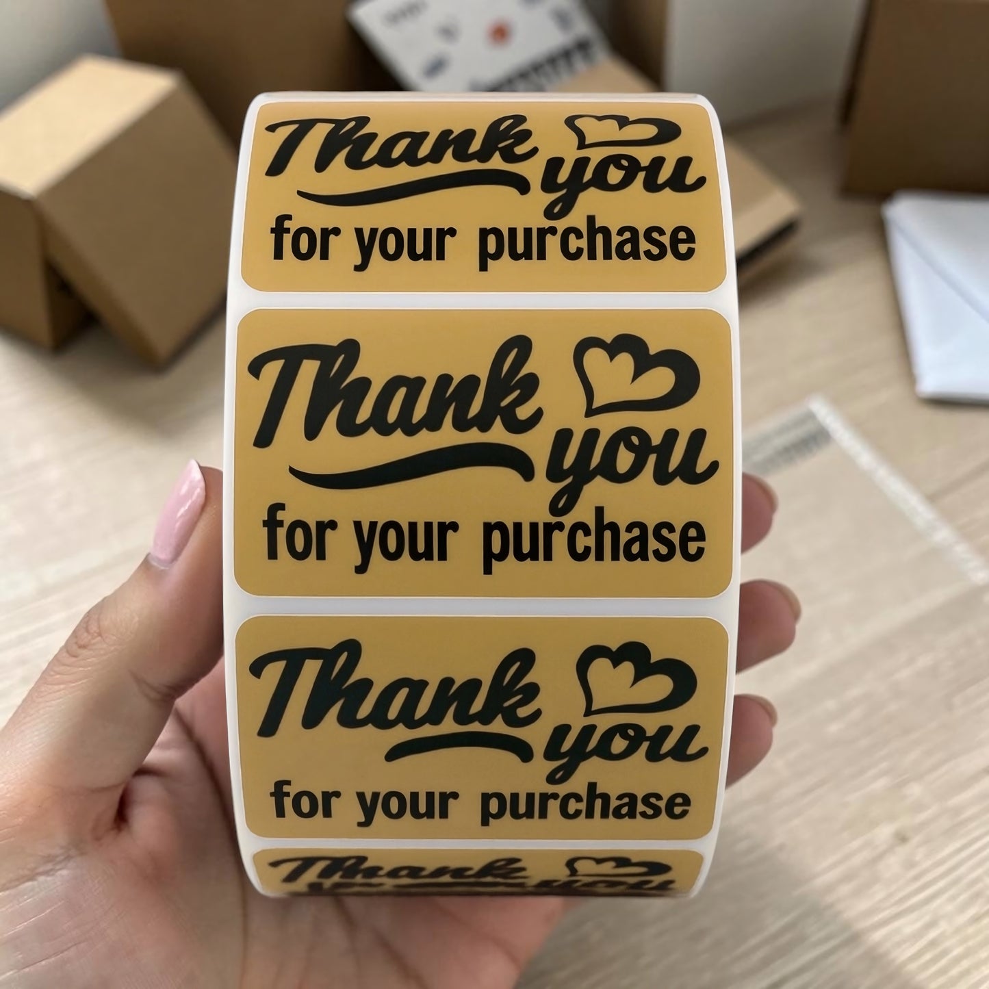 Thank You for Your Purchase Sticker Roll | Brown Kraft Design for Online Sellers