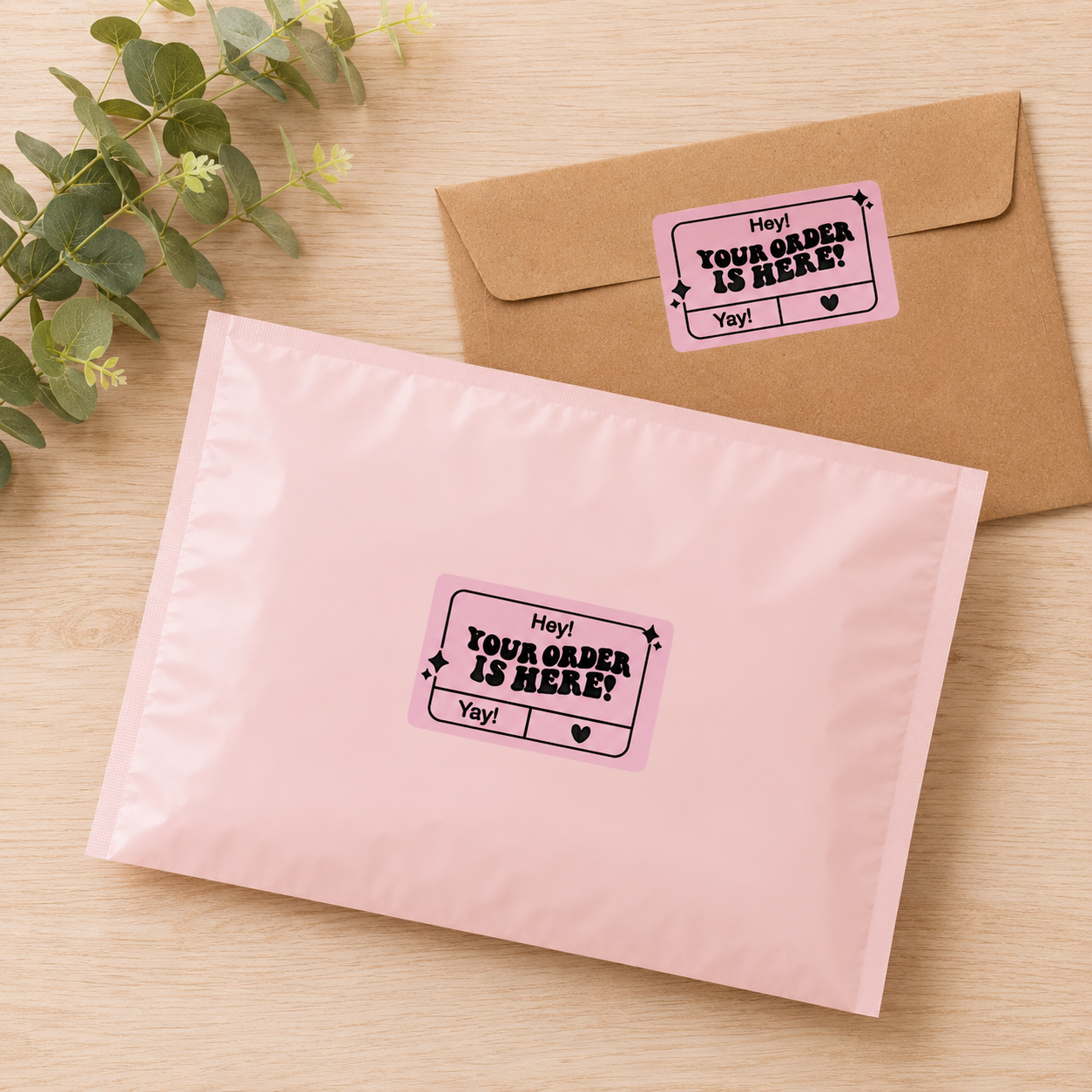 Hey! Your Order Is Here! Sticker Roll | Pink Retro Design for Online Sellers