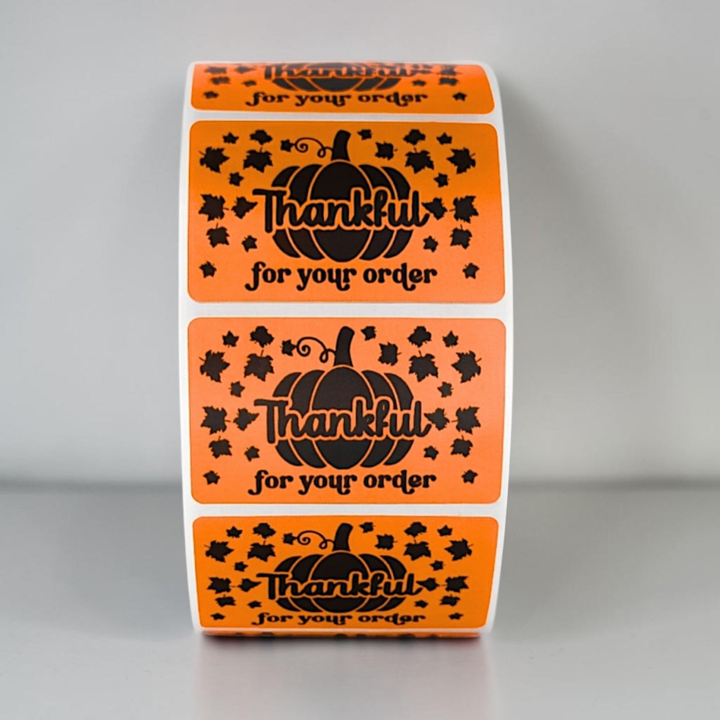 "Thankful for Your Order" Sticker Roll – Fall Pumpkin Design