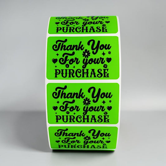 "Thank You For Your Purchase" Sticker Roll – Green Floral Design