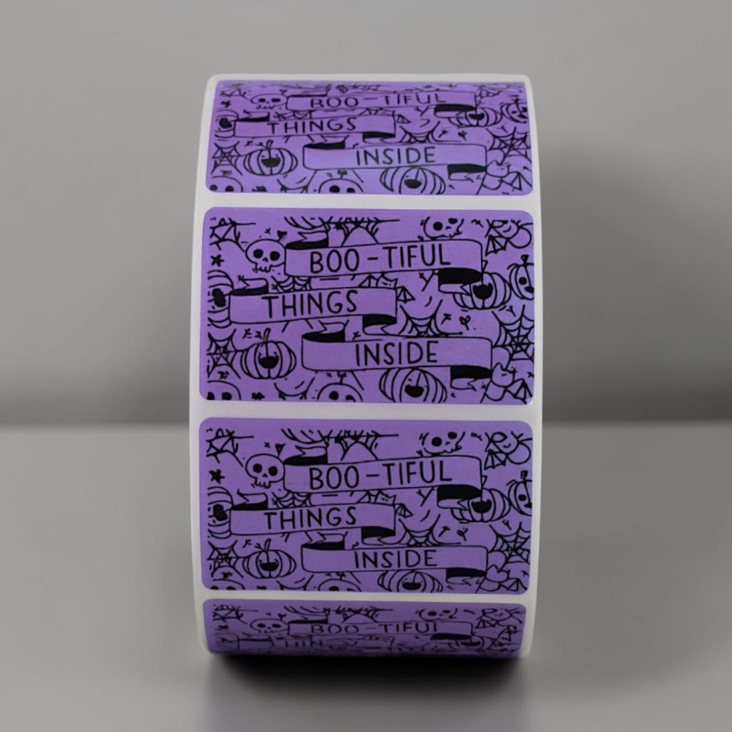 Boo-tiful Things Inside Sticker Roll | Purple Halloween Design for Online Sellers