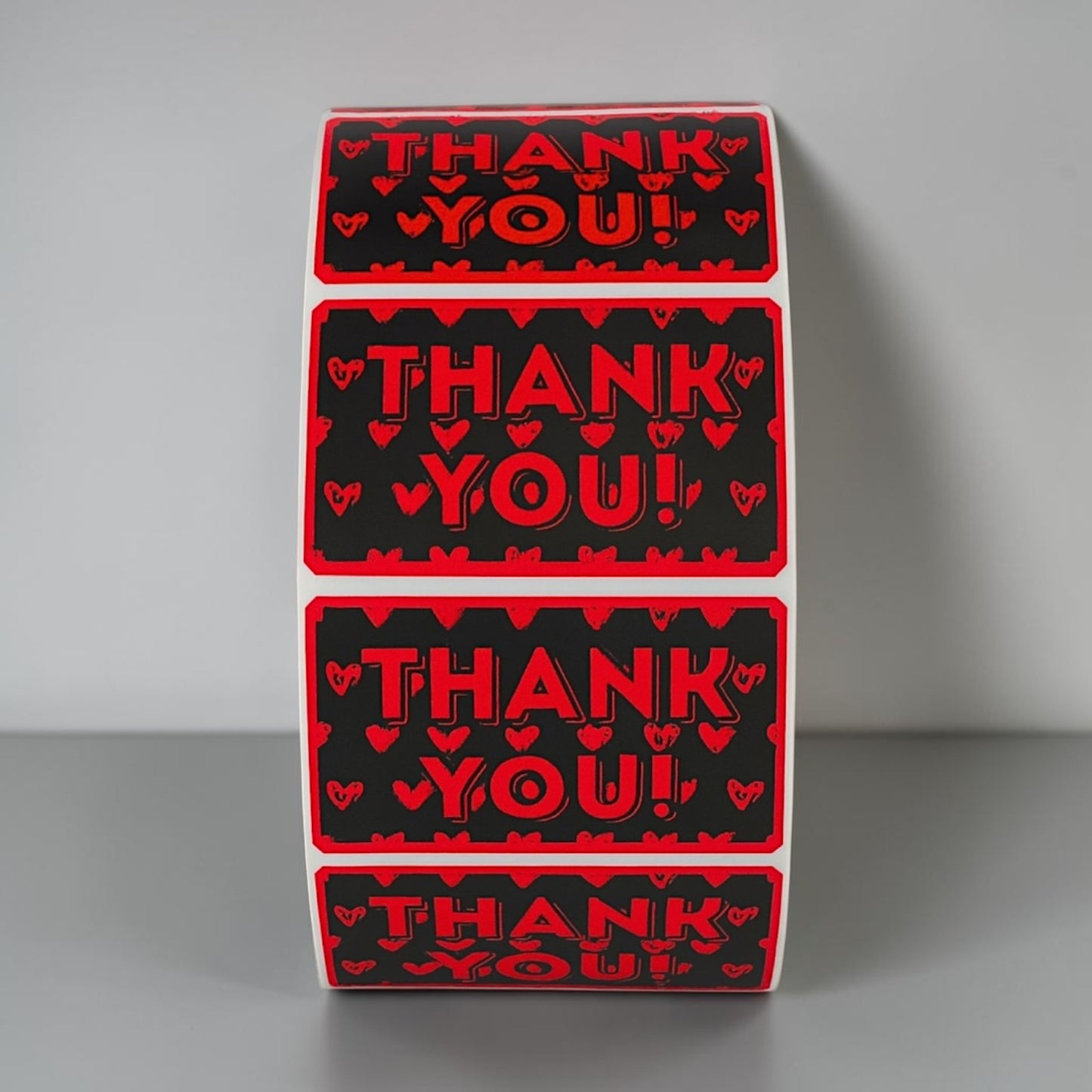 "Thank You!" Sticker Roll – Bold Purple & Black Design with Hearts for Small Business Sellers