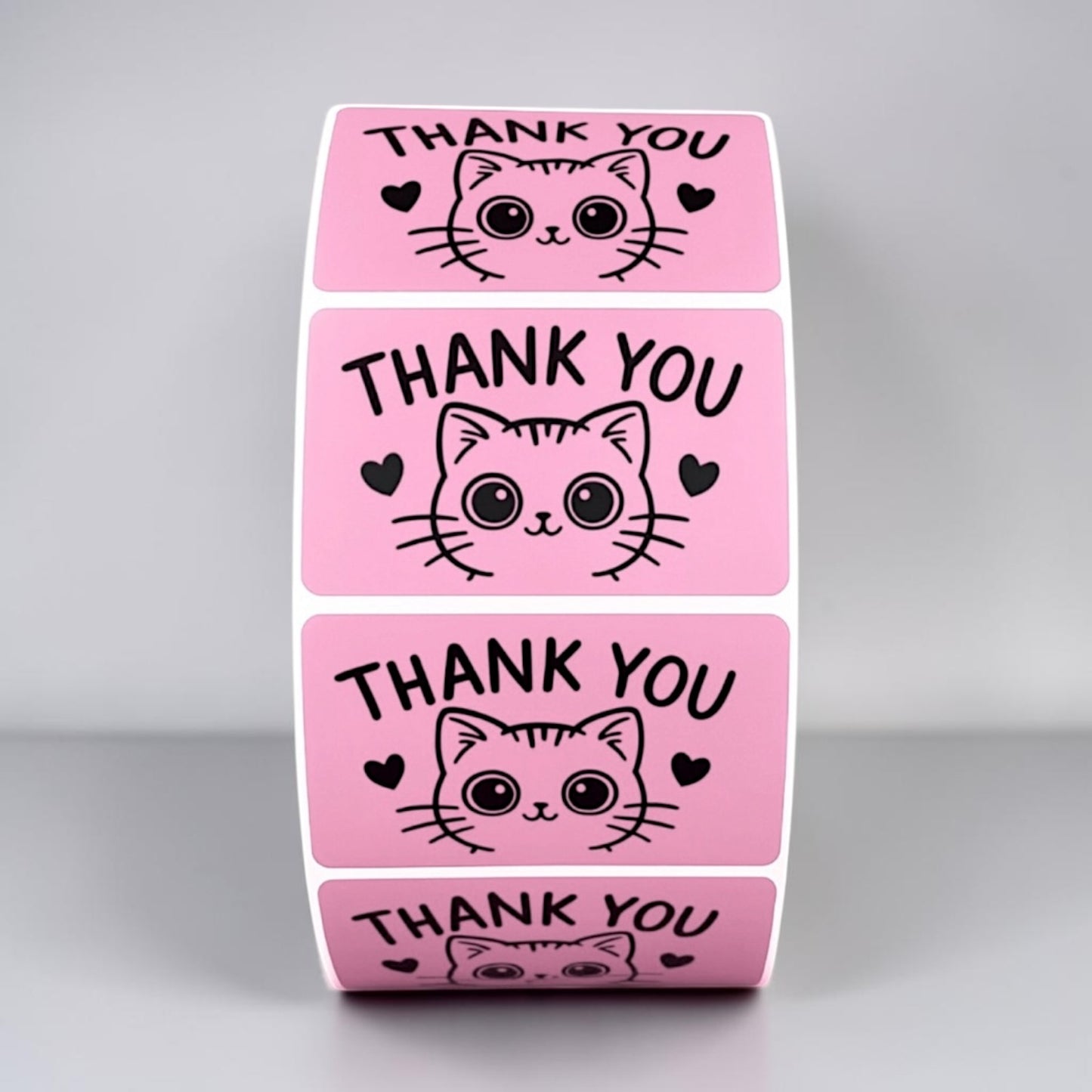 Thank You Sticker Roll | Pink Cat Design for Online Sellers