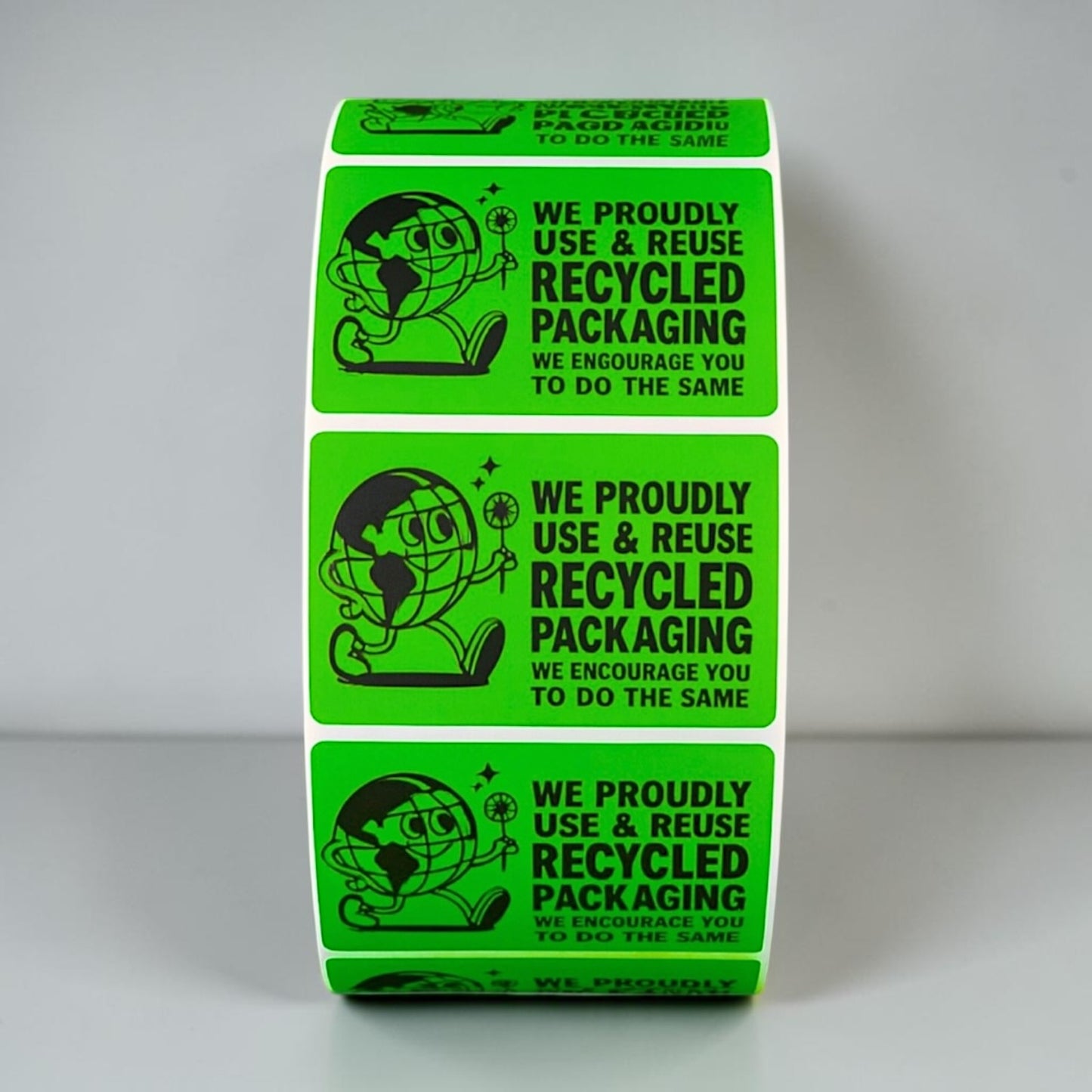 Recycled Packaging Sticker Roll | Eco-Friendly Green Design for Online Sellers