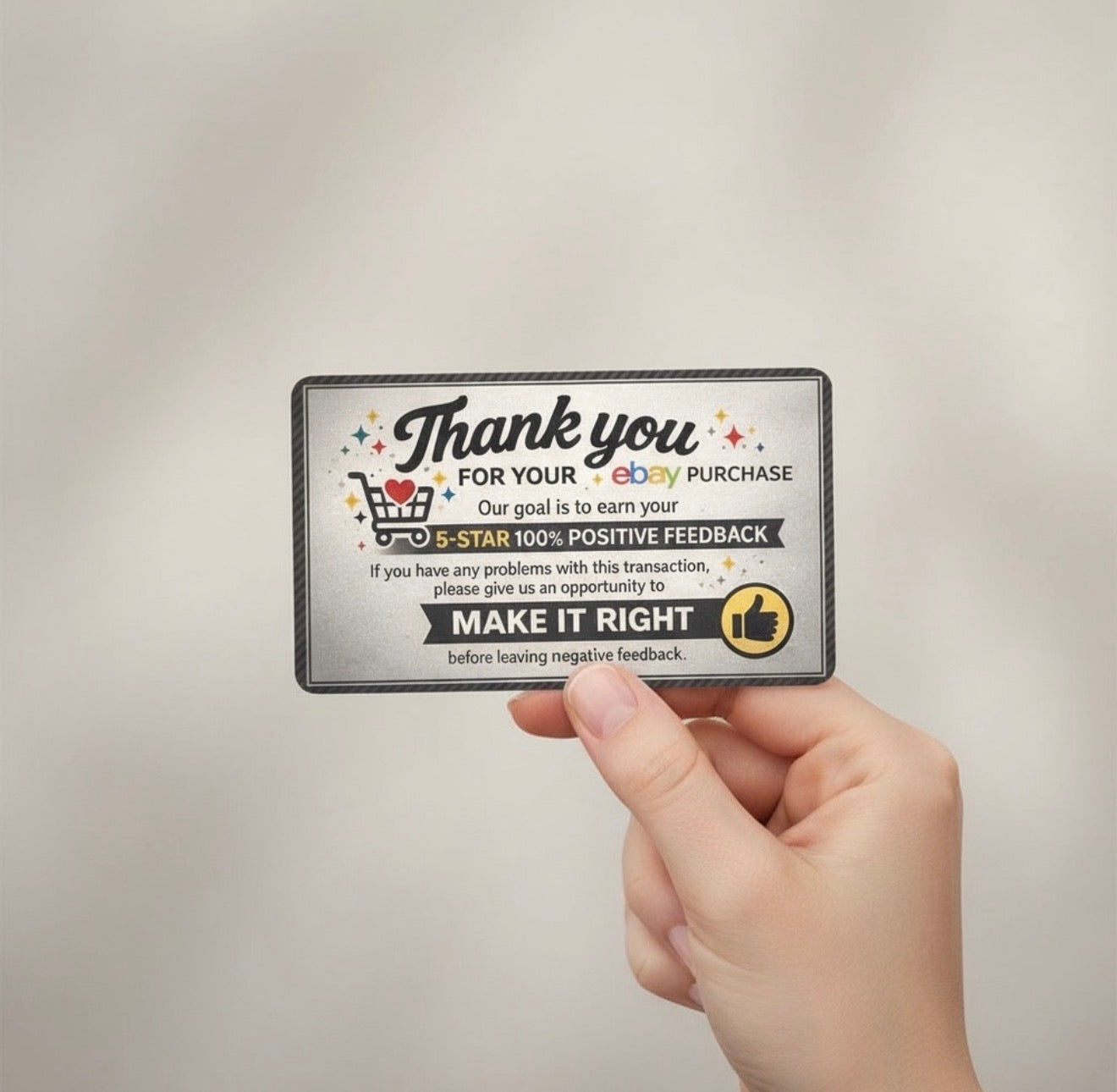 eBay Thank You for Your Purchase Cards | 5-Star Feedback Packaging Inserts